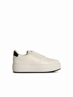 'H670' White Leather Sneakers