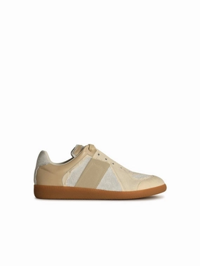 'Replica' Cream Suede Sneakers