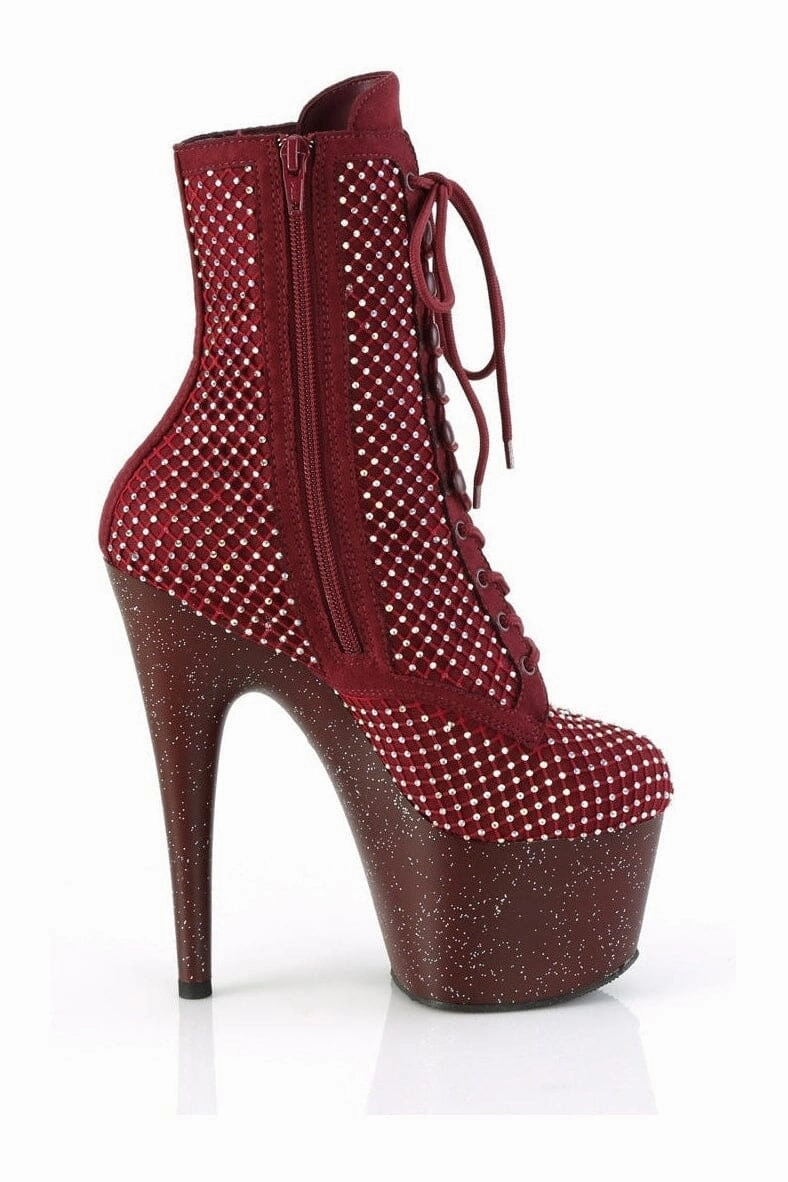 ADORE-1020RM Burgundy Faux Suede Ankle Boot