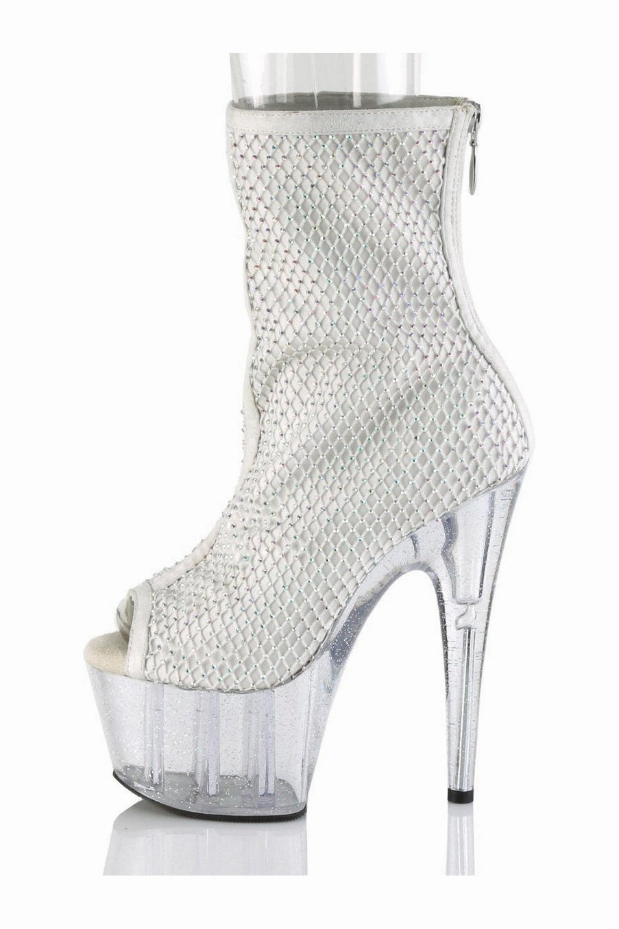 ADORE-1031GM Exotic Ankle Boot | White Faux Suede