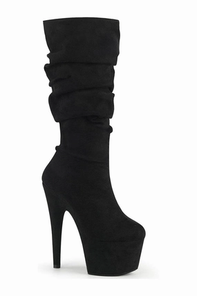 ADORE-1061 Exotic Knee Boot | Black Faux Suede