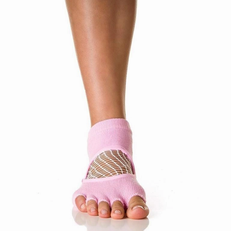 Arebesk Fishnet Open Toe Grip Socks - Pink (Barre / Pilates)