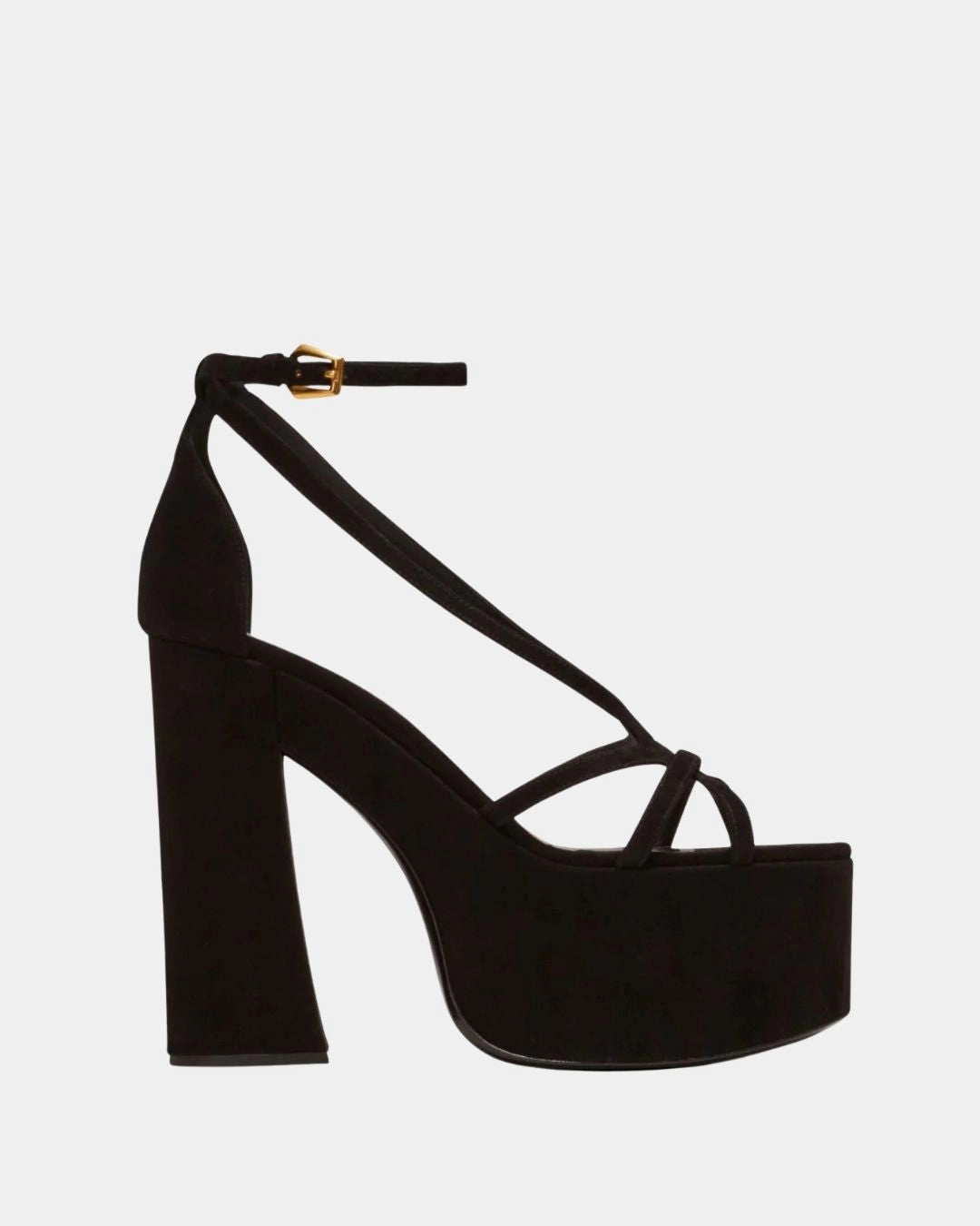 Balmain Women Cam Suede Platform Sandals Black