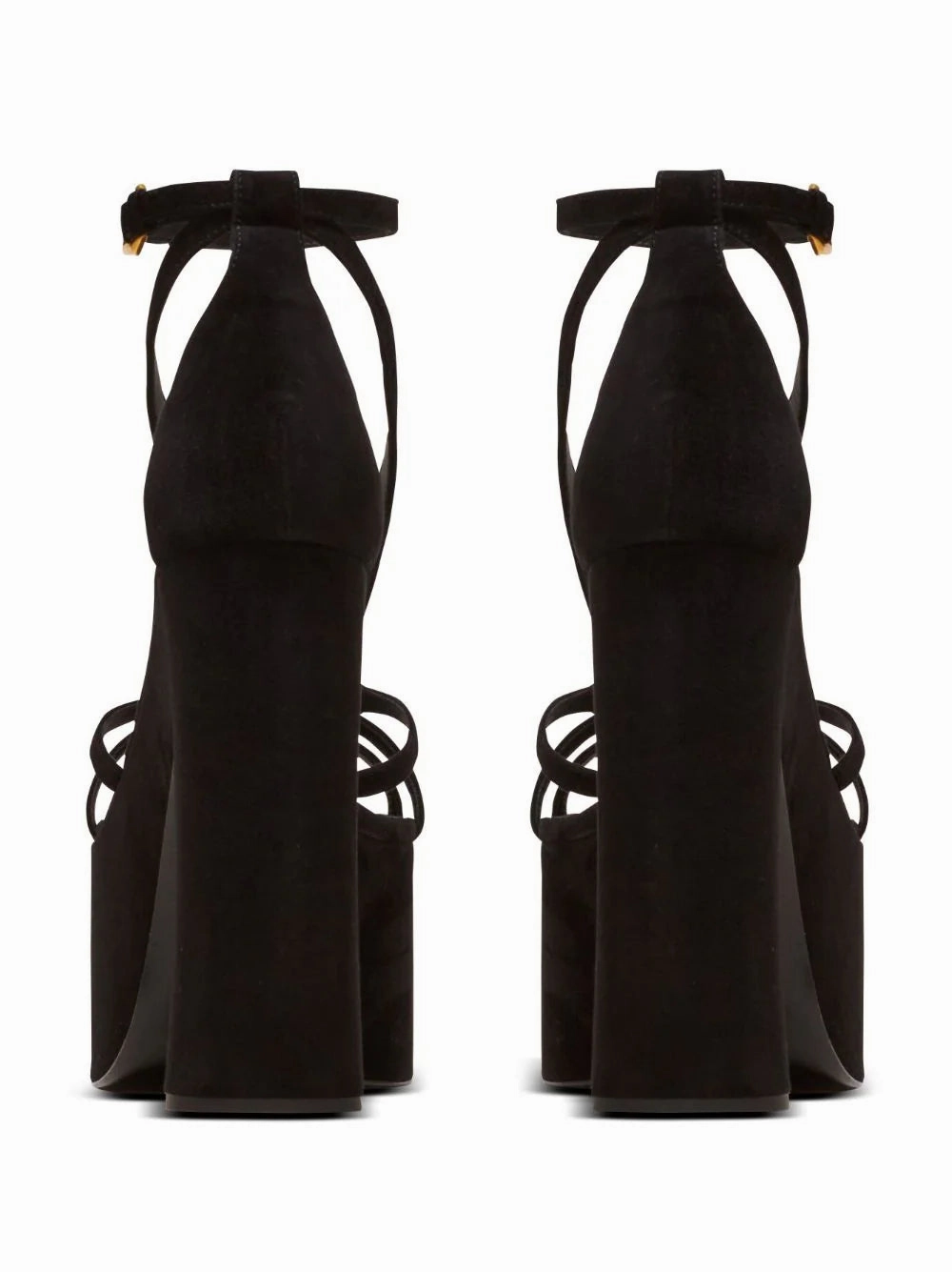 Balmain Women Cam Suede Platform Sandals Black