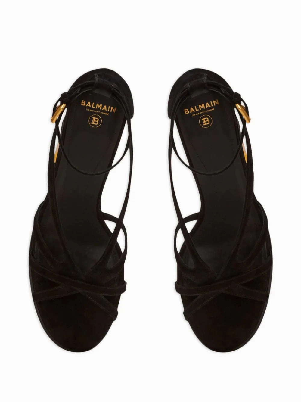 Balmain Women Cam Suede Platform Sandals Black