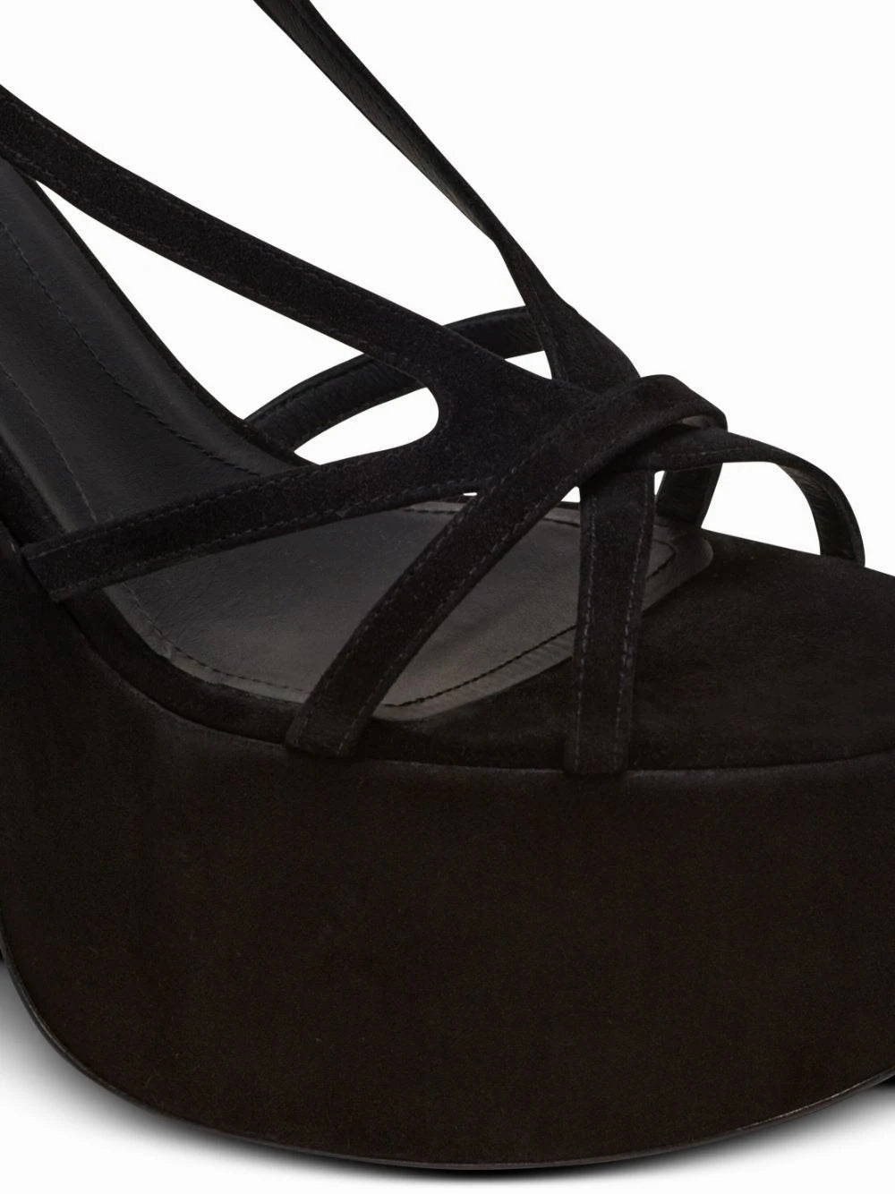 Balmain Women Cam Suede Platform Sandals Black