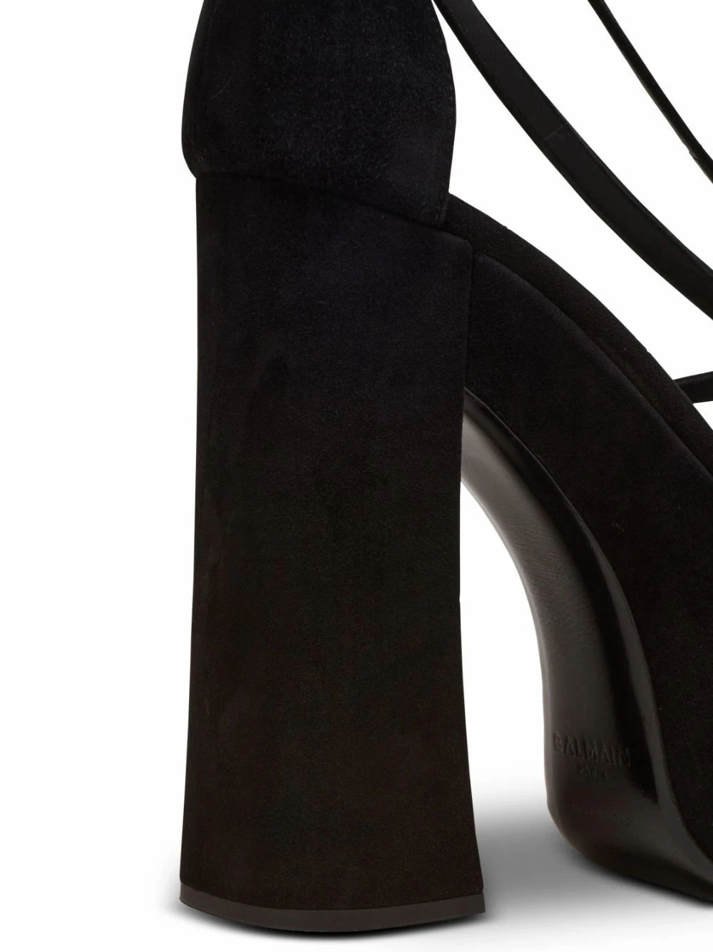 Balmain Women Cam Suede Platform Sandals Black