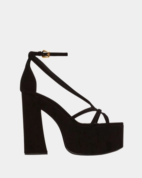 Balmain Women Cam Suede Platform Sandals Black