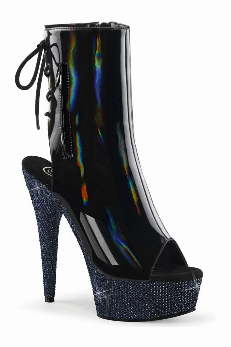 BEJEWELED-1018DM-6 Black Patent Ankle Boot