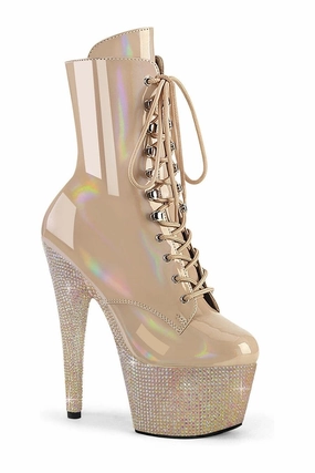 BEJEWELED-1020-7 Nude Patent Ankle Boot