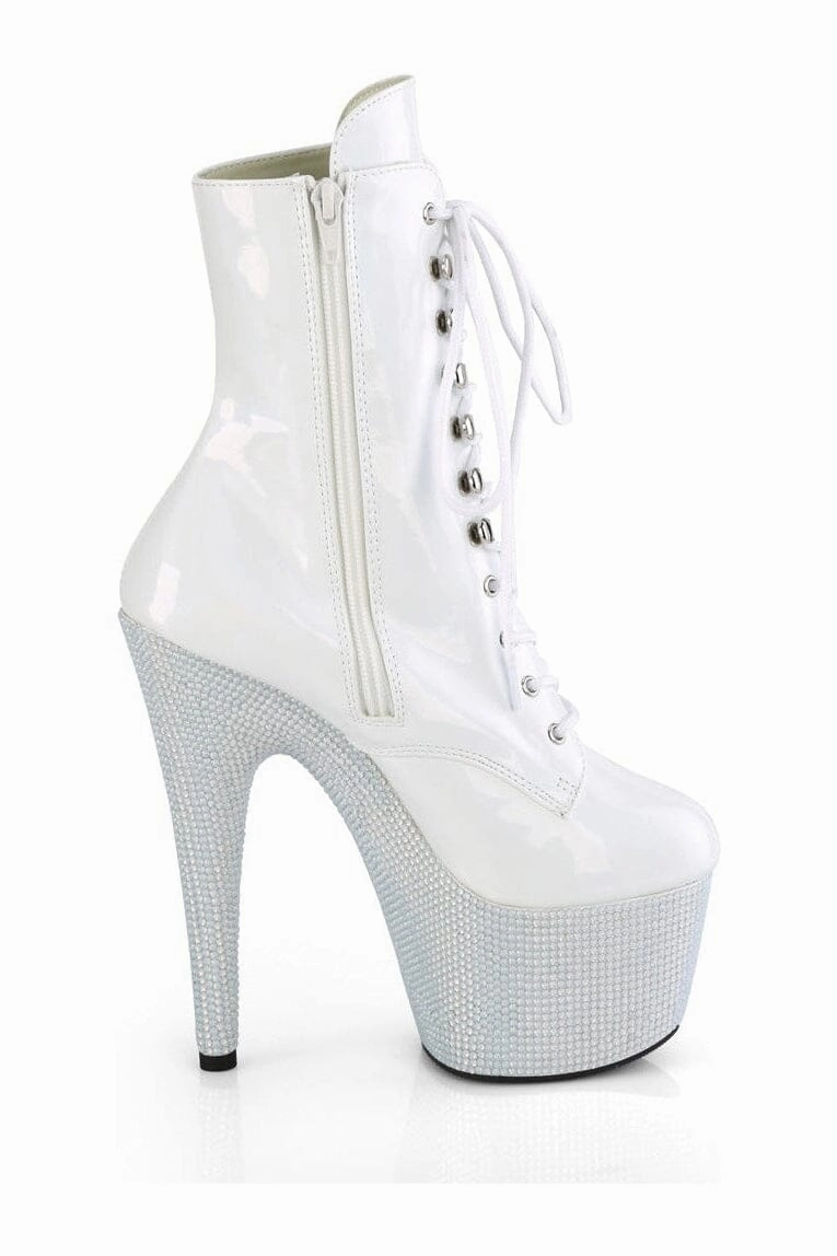 BEJEWELED-1020-7 White Patent Ankle Boot