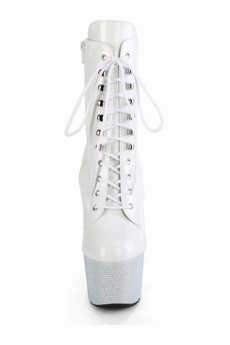 BEJEWELED-1020-7 White Patent Ankle Boot