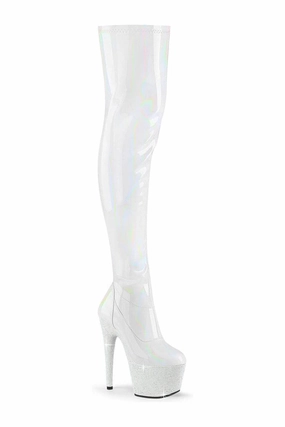 BEJEWELED-3000-7 White Patent Thigh Boot