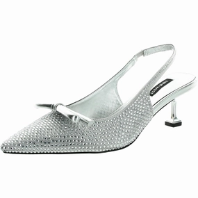 BHFO Womens Rhinestone Manmade Slingback Heels