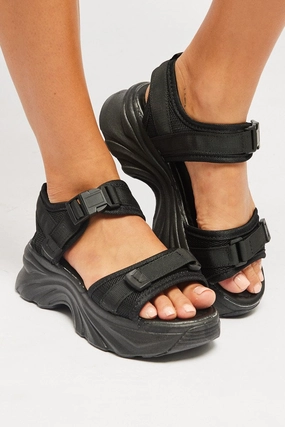 Black Platform Sports Sandals