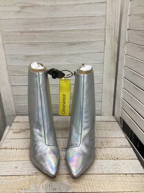 Boots Ankle Heels By Nine West In Metallic, Size: 8.5