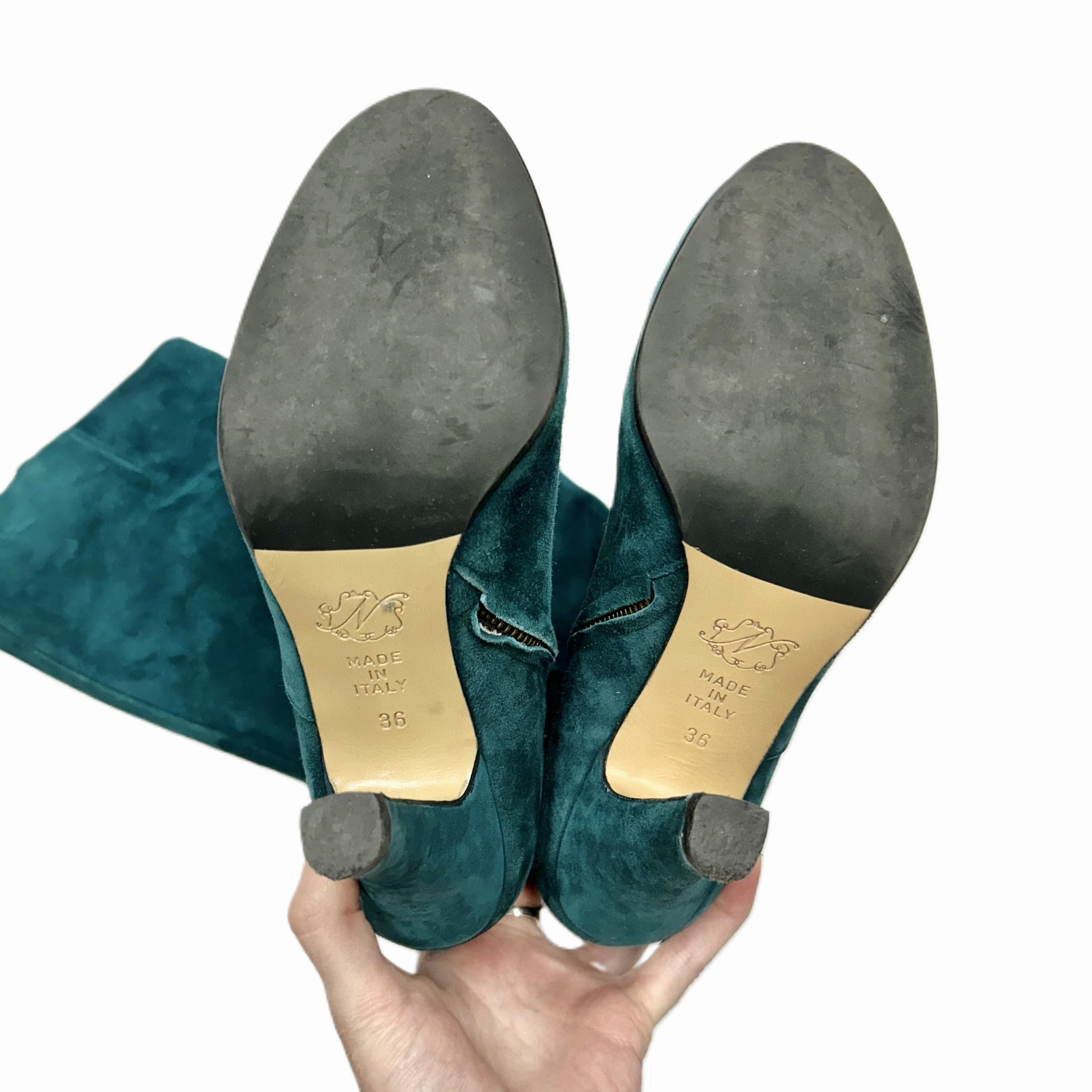 Boots Knee Heels By Lenora In Teal, Size: 5.5