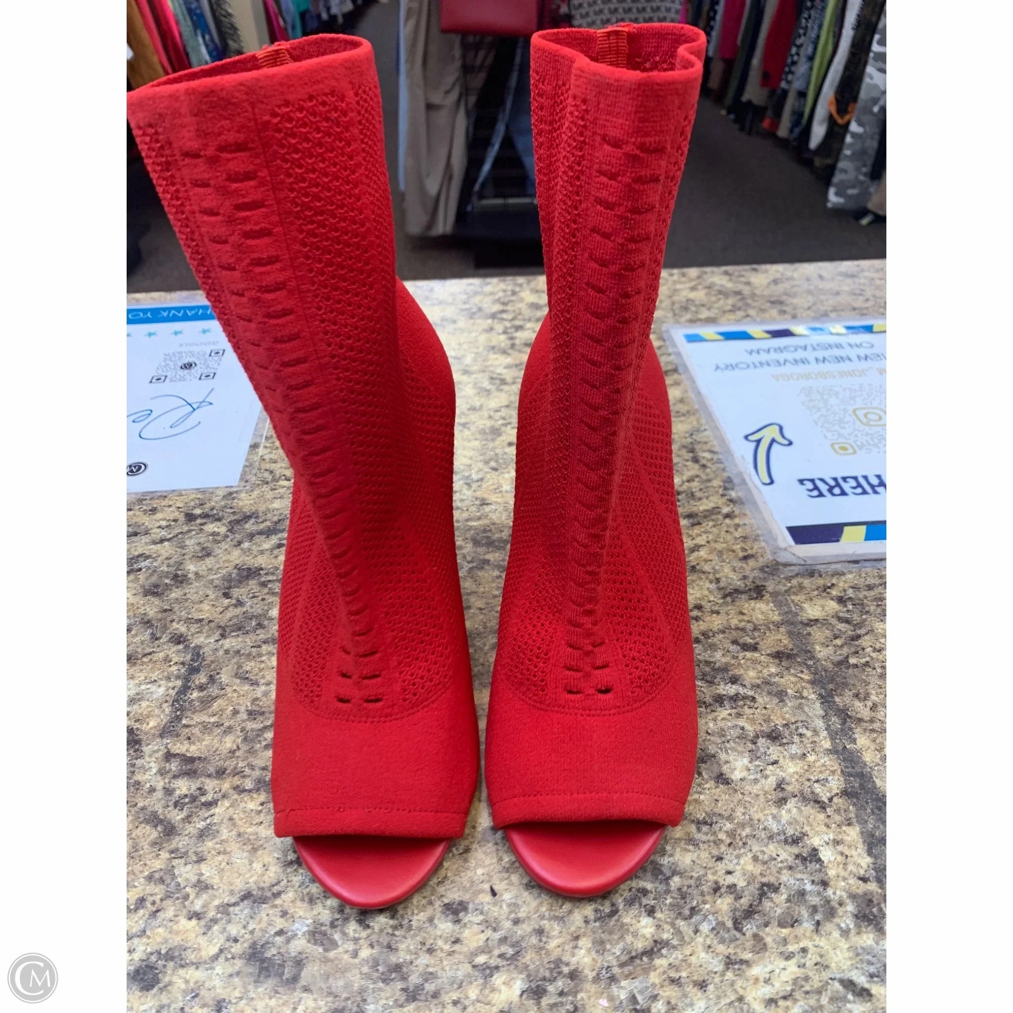 Boots Mid-calf Heels By Aldo In Red, Size: 10