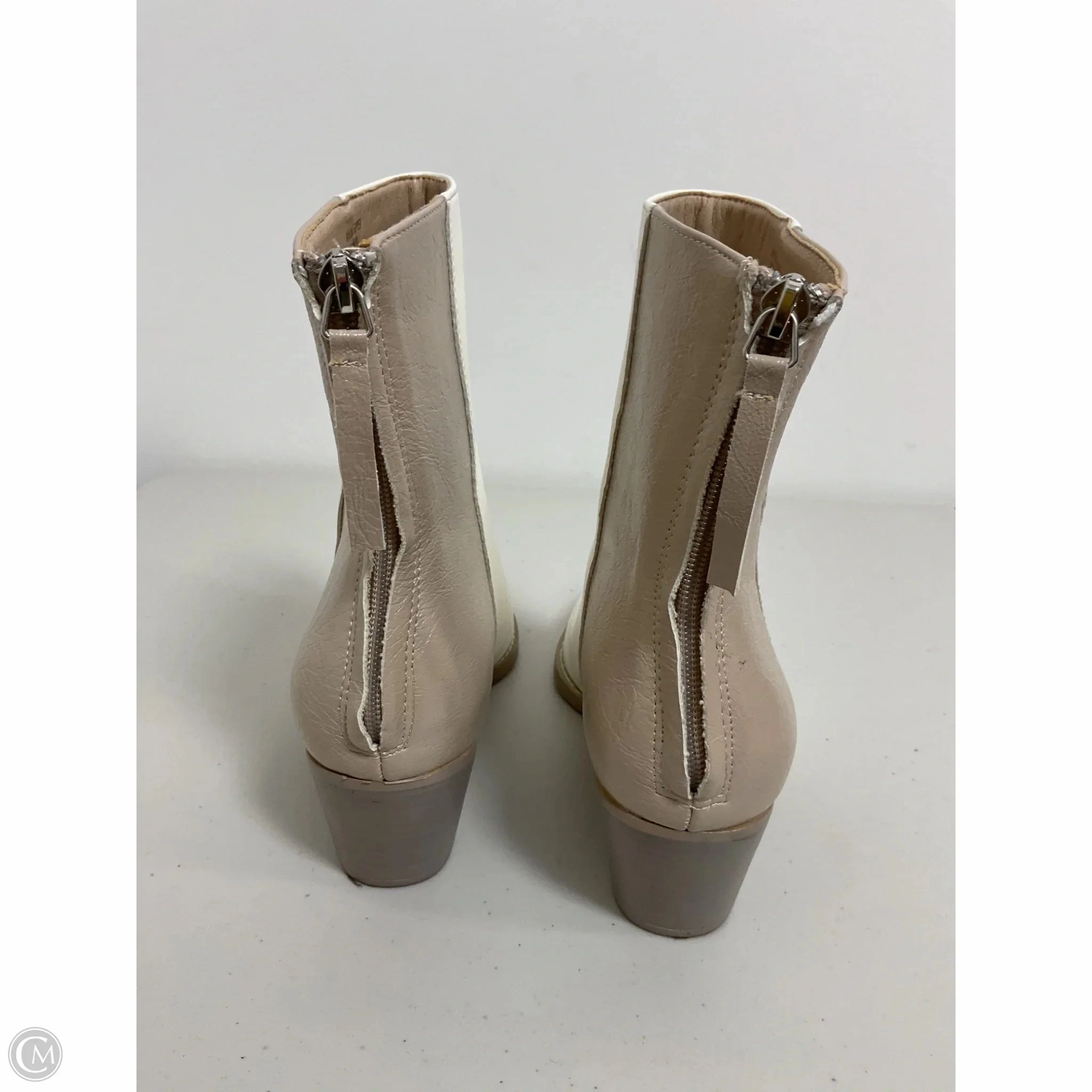Boots Mid-calf Heels By Clothes Mentor In Cream & Tan, Size: 8.5