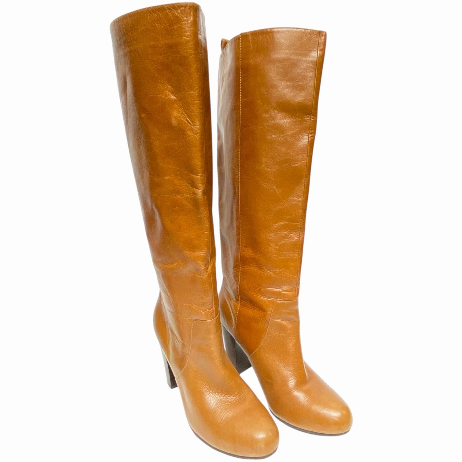Boots Mid-calf Heels By Elaine Turner In Brown, Size: 8.5