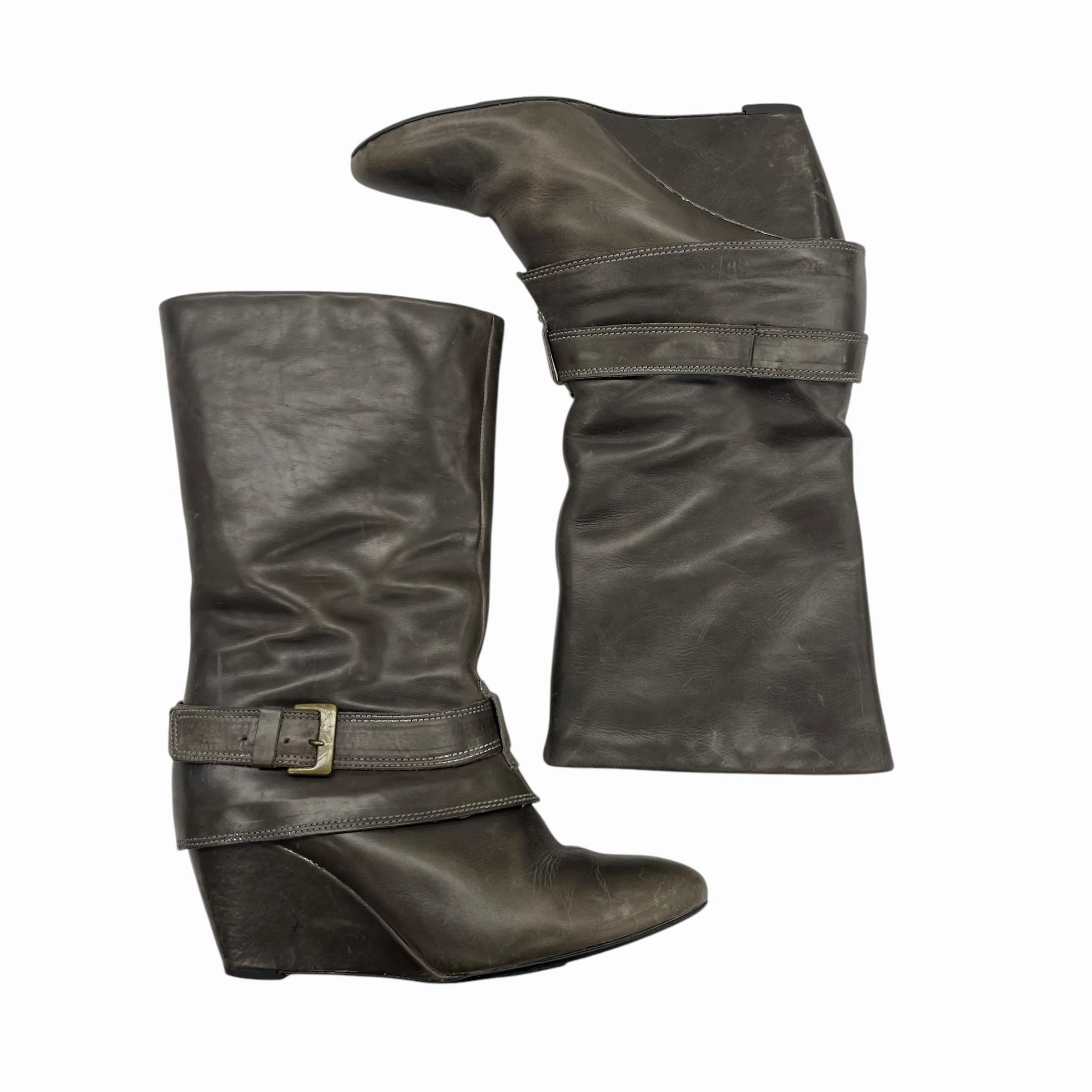 Boots Mid-Calf Heels By Garnet Hill In Grey, Size:8.5