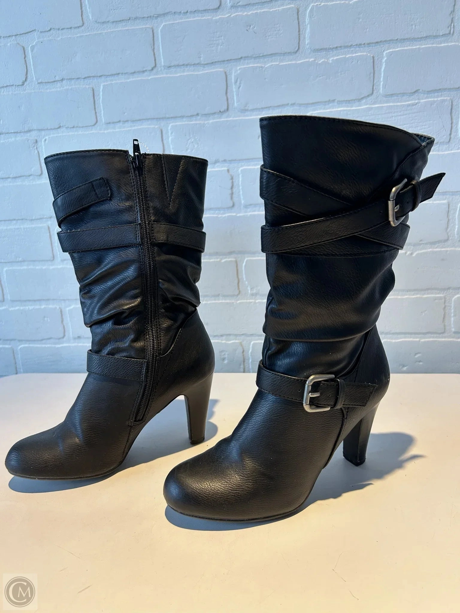 Boots Mid-calf Heels By Style And Company In Black, Size: 6
