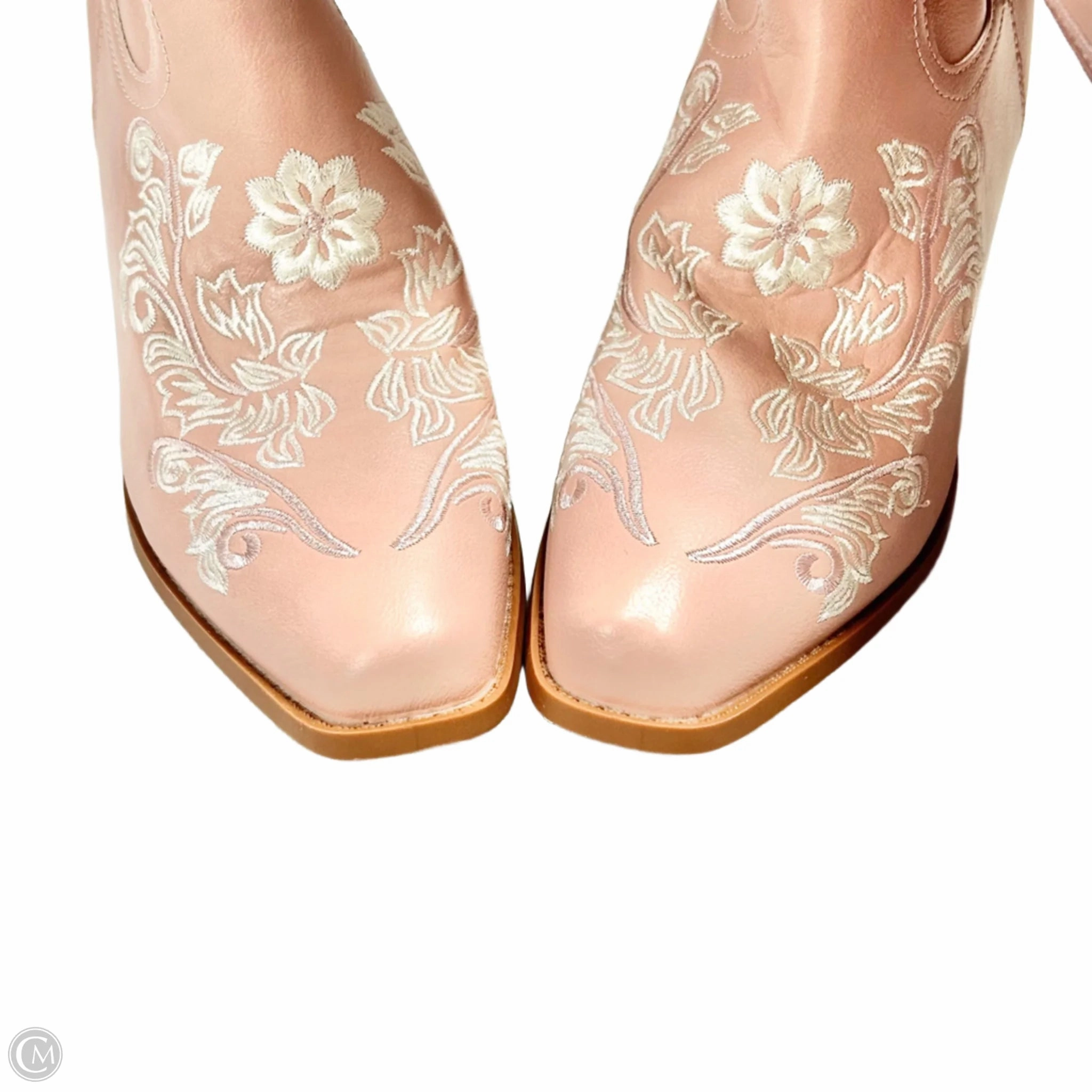 Boots Mid-calf Heels In Pink, Size: 10.5