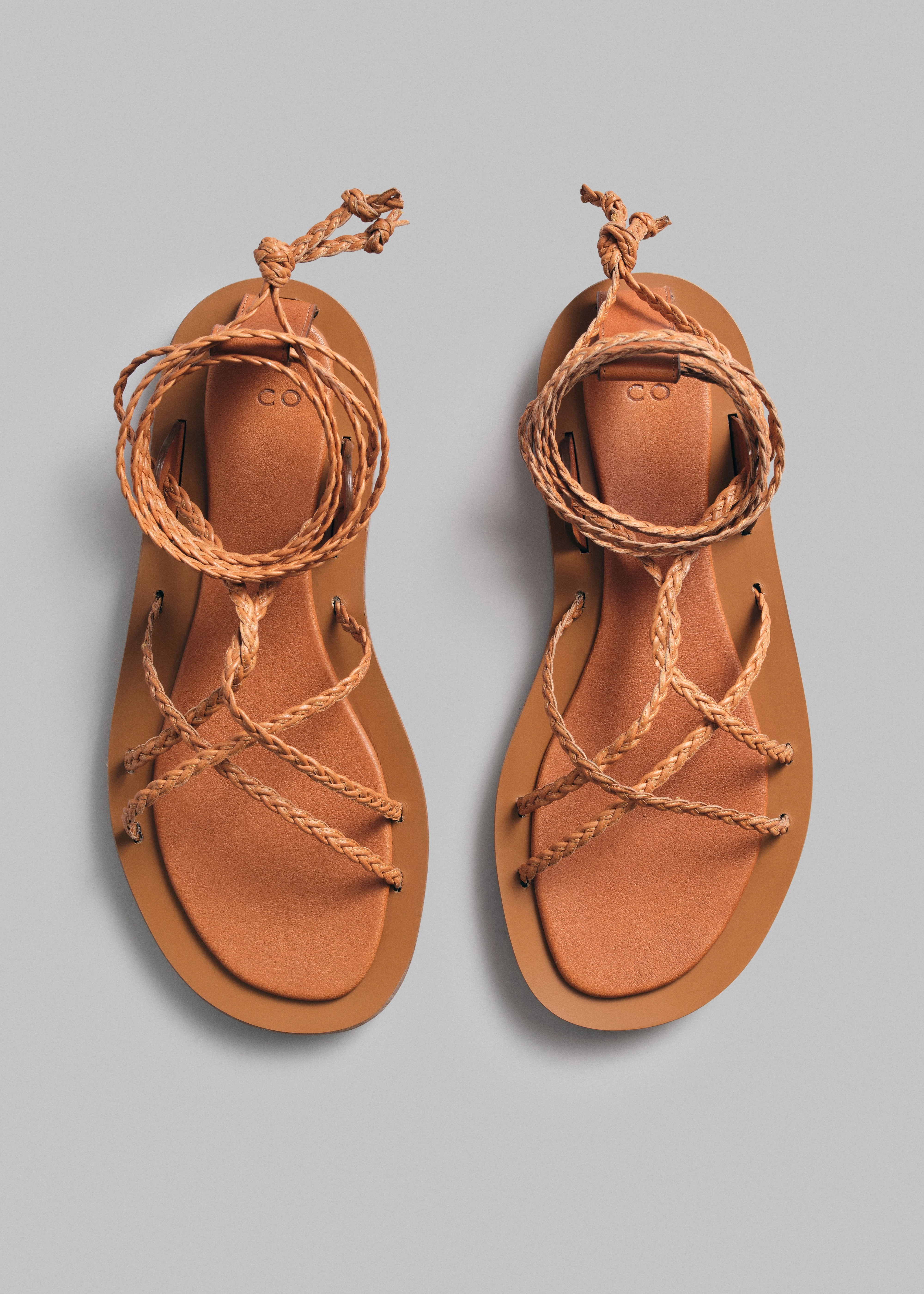 Braided Rope Sandal in Leather - Chestnut