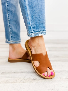 Corkys Bogalusa Slip-On Sandals in Cognac Smooth