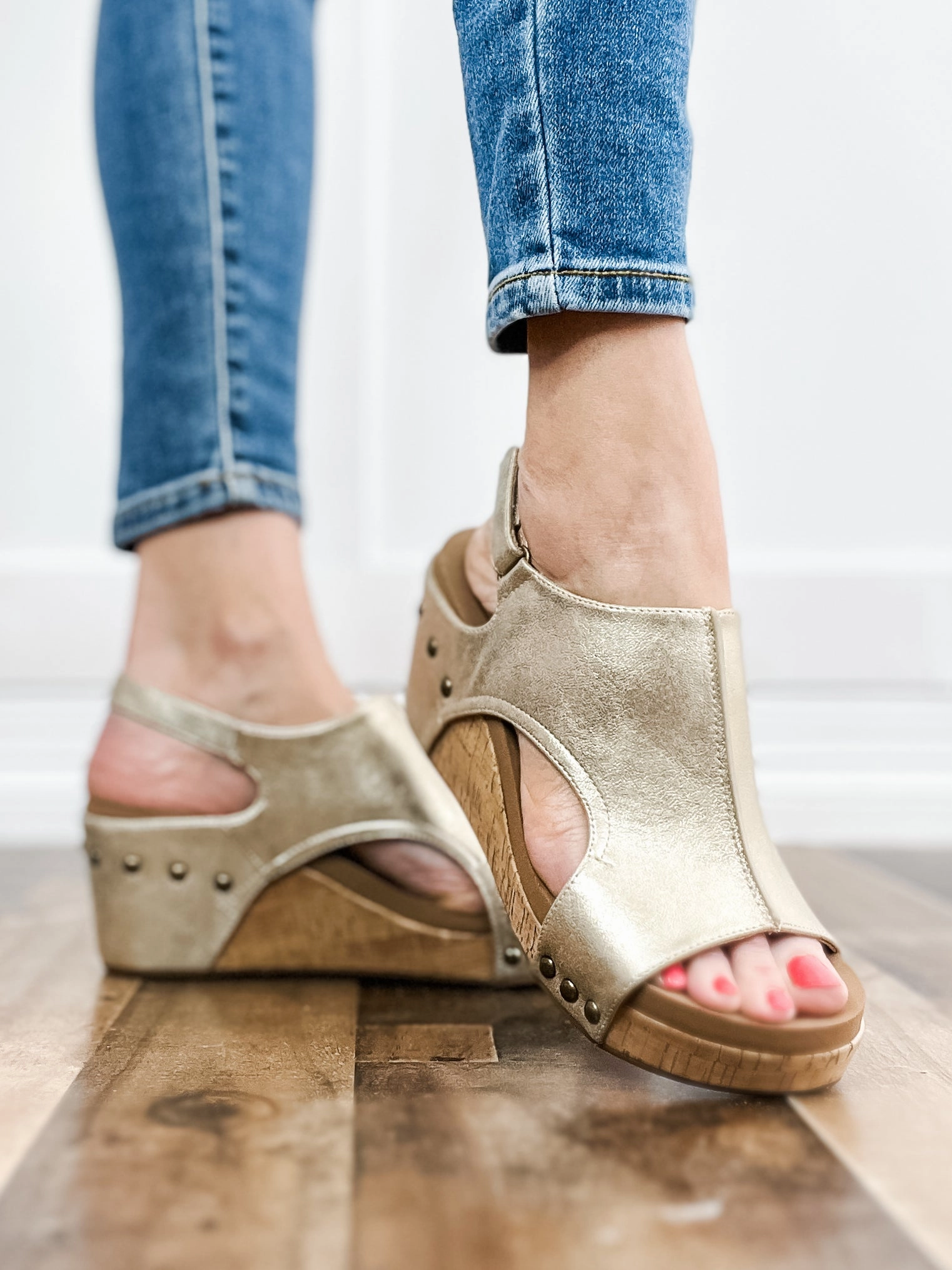 Corkys Carley ANTIQUE GOLD Wedge Shoes