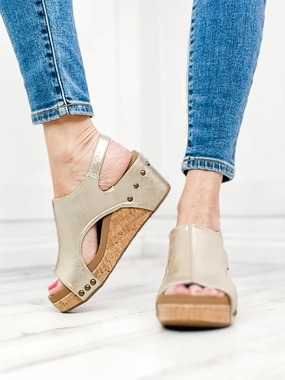 Corkys Carley ANTIQUE GOLD Wedge Shoes
