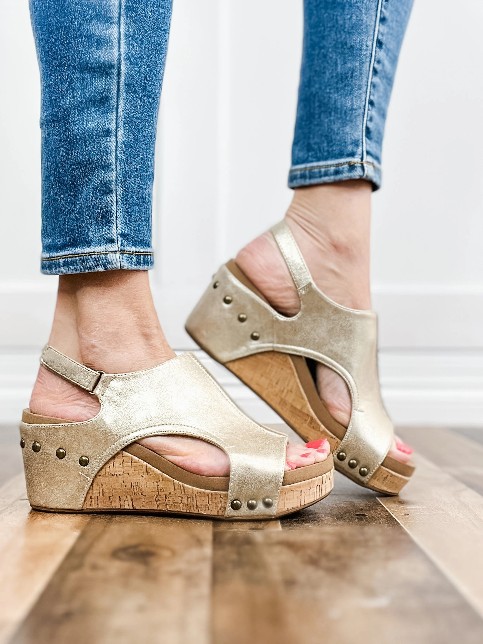 Corkys Carley ANTIQUE GOLD Wedge Shoes