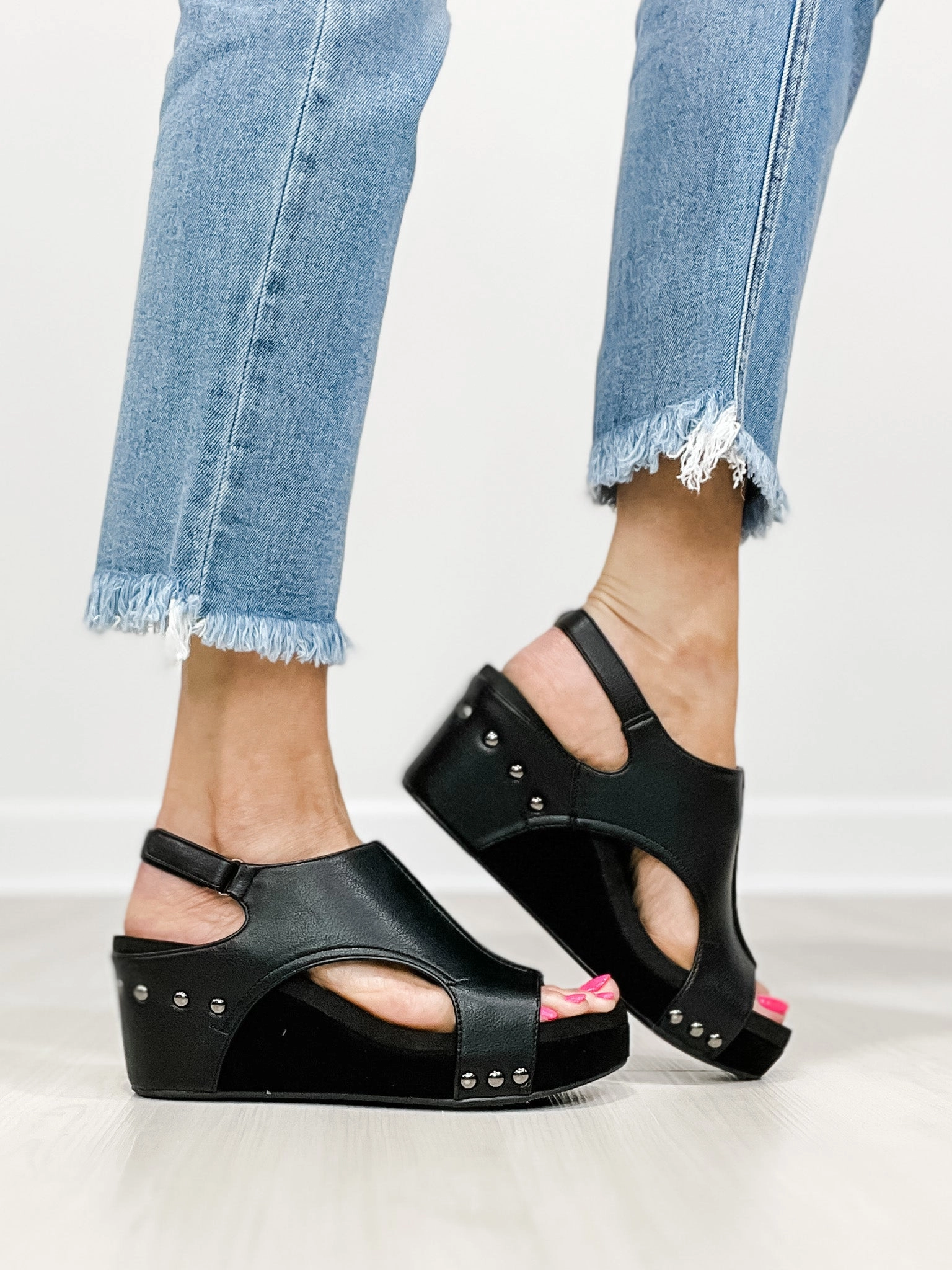 Corkys Carley BLACK COMBO Wedge Sandal
