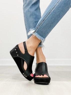 Corkys Carley BLACK COMBO Wedge Sandal