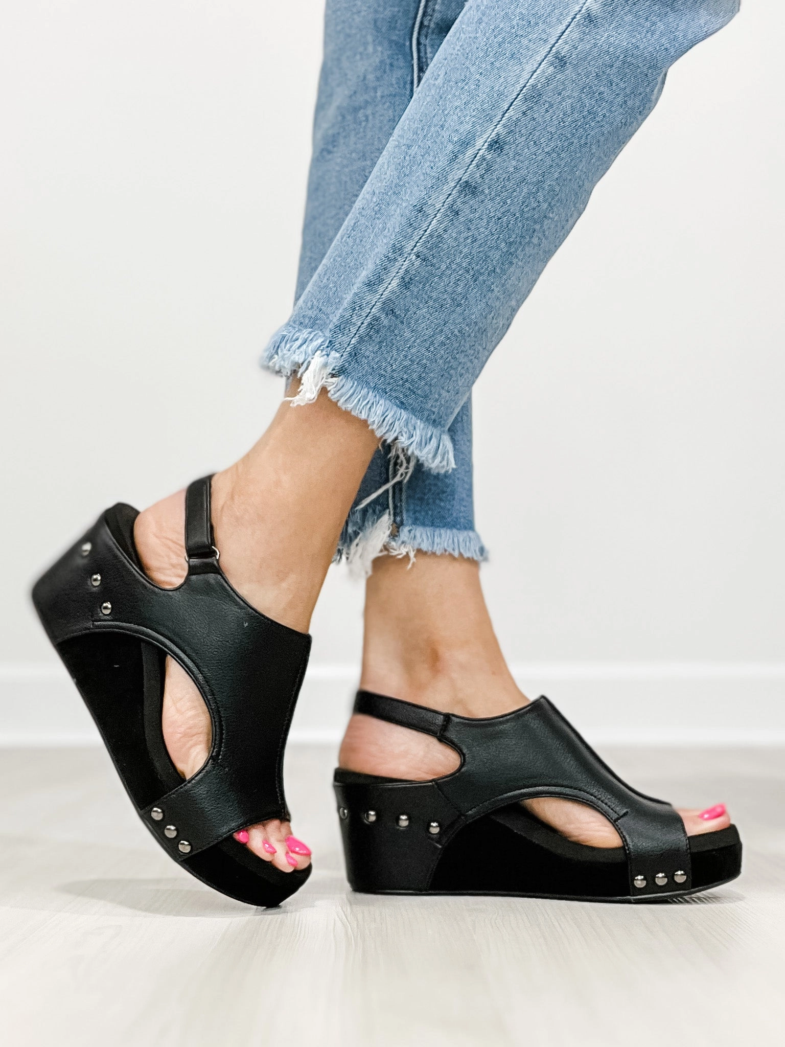 Corkys Carley BLACK COMBO Wedge Sandal