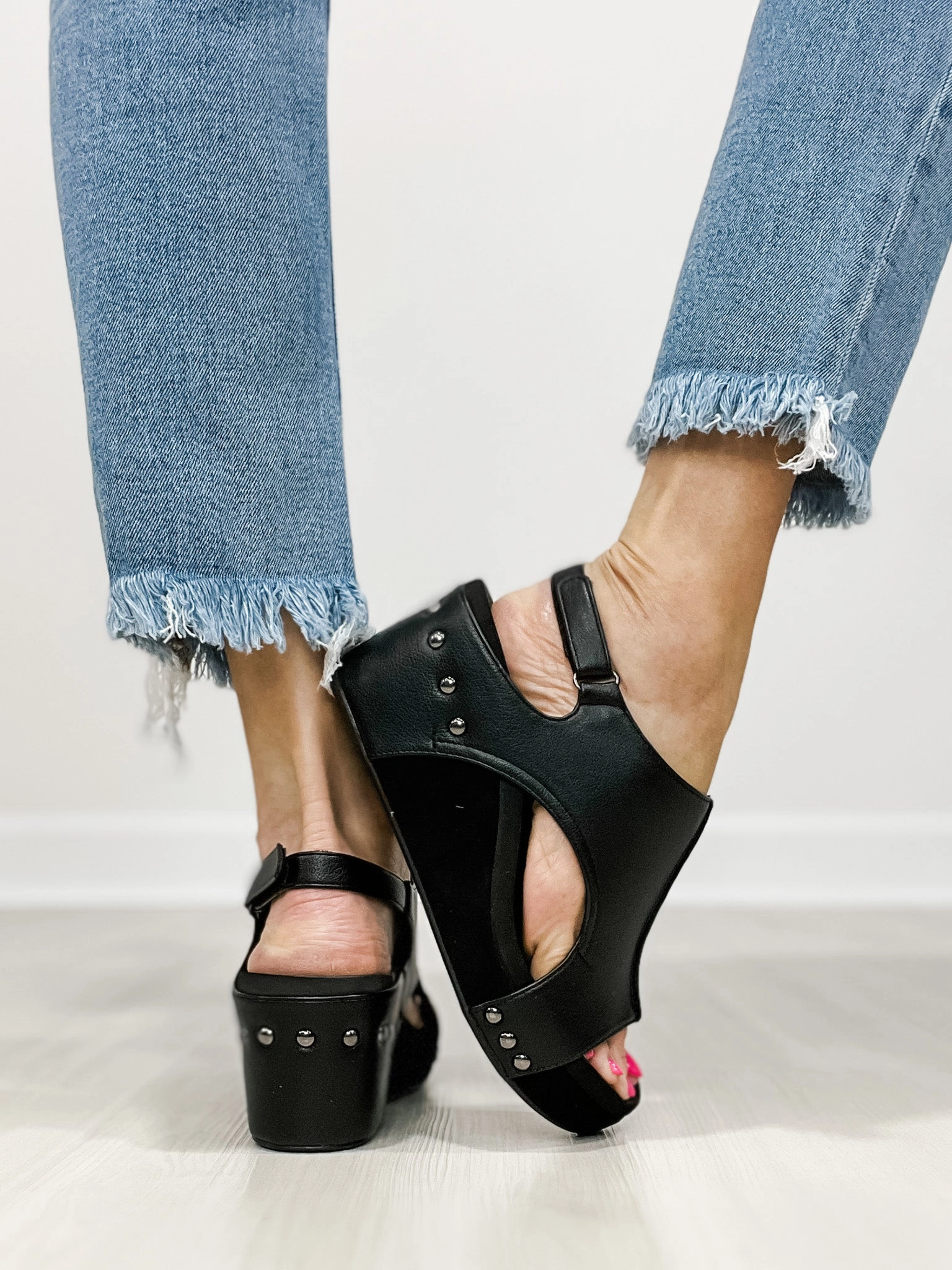 Corkys Carley BLACK COMBO Wedge Sandal