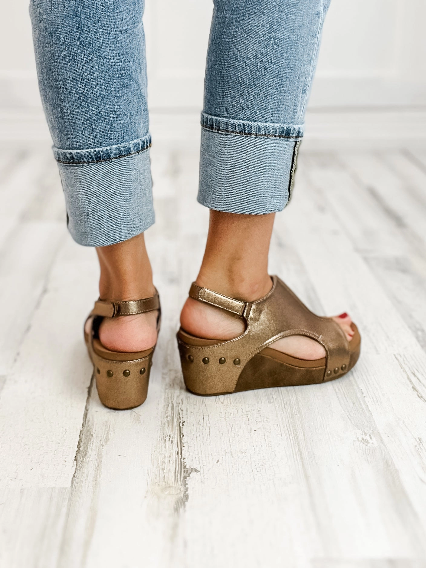 Corkys Carley Bronze Combo Wedge Shoe