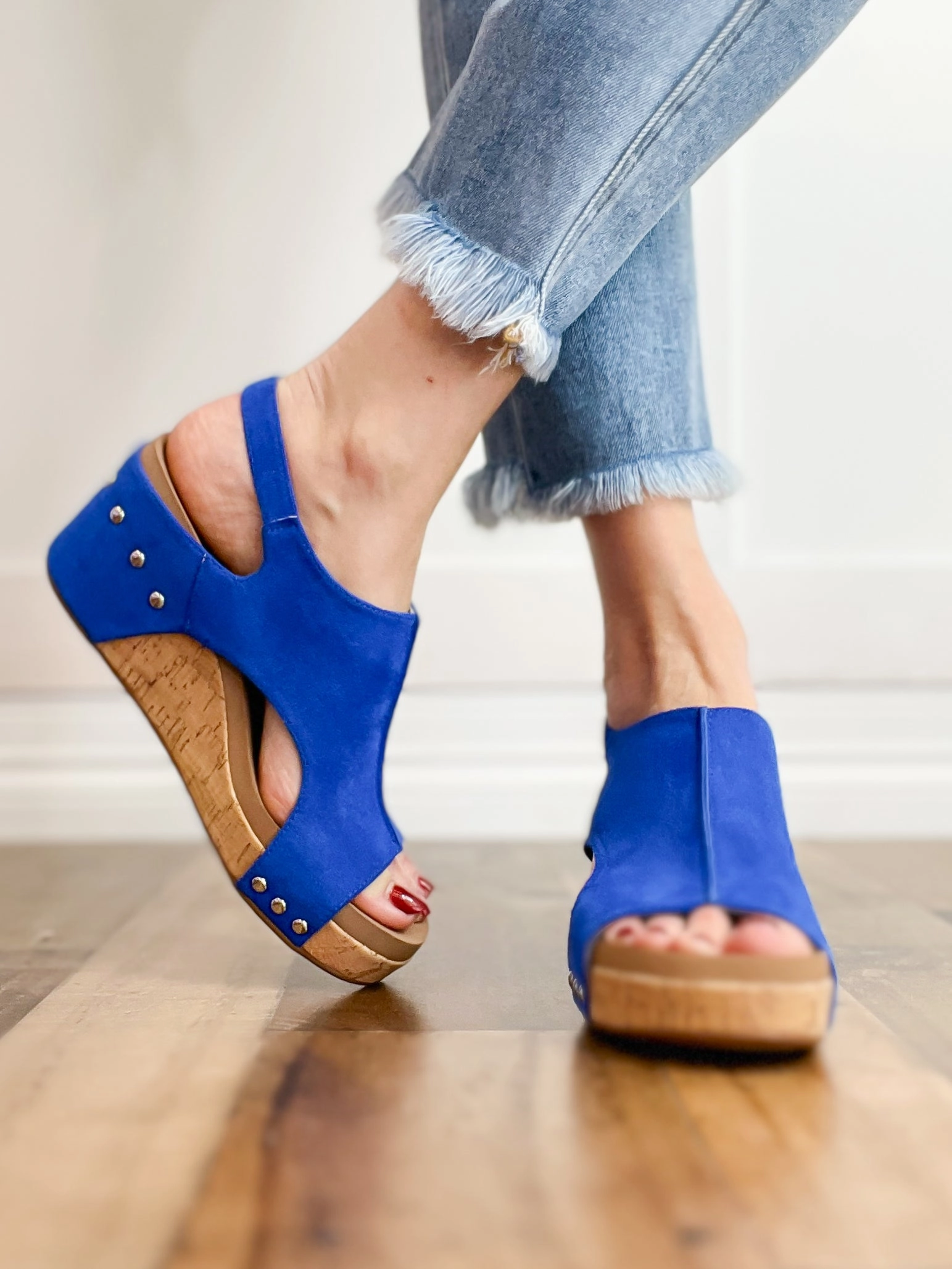 Corkys Carley Electric Blue Wedge Shoes