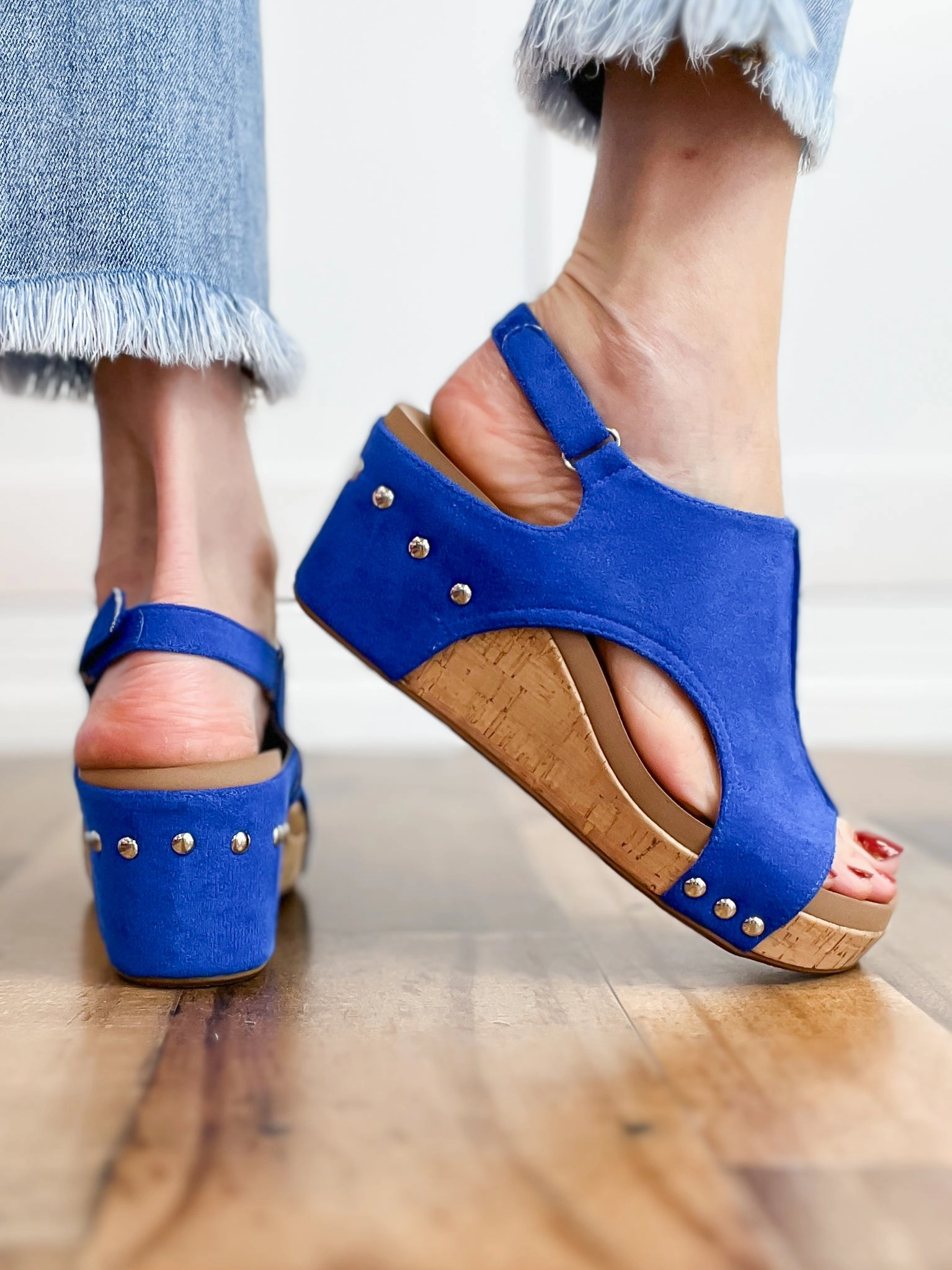 Corkys Carley Electric Blue Wedge Shoes