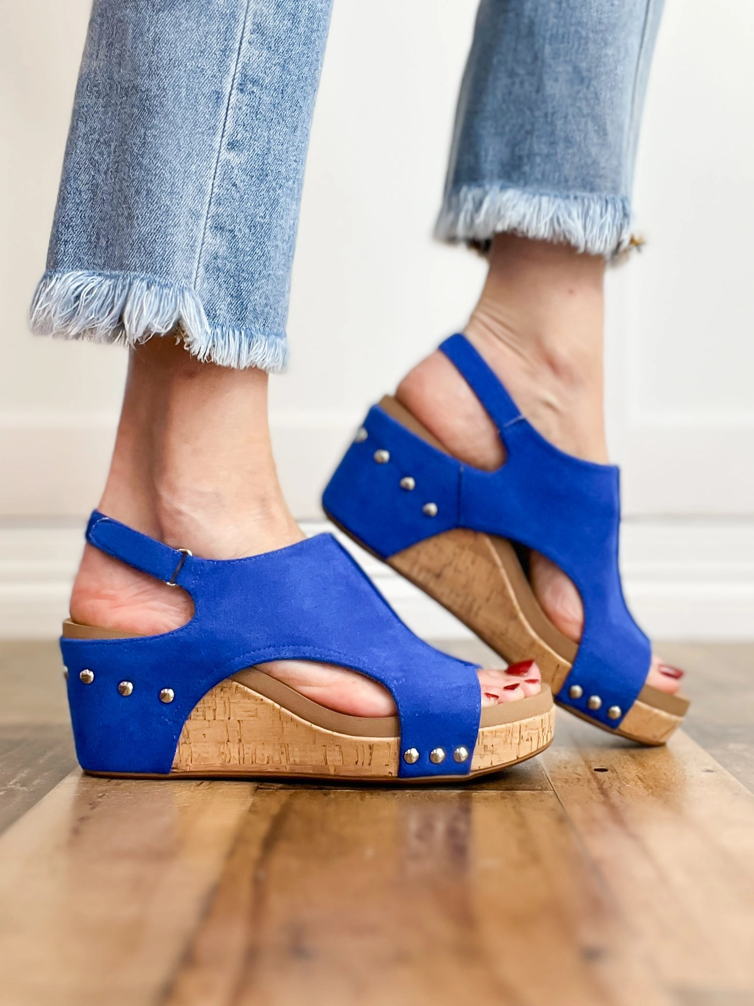 Corkys Carley Electric Blue Wedge Shoes