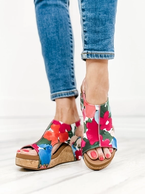 Corkys Carley FLOWERS Wedge Shoes