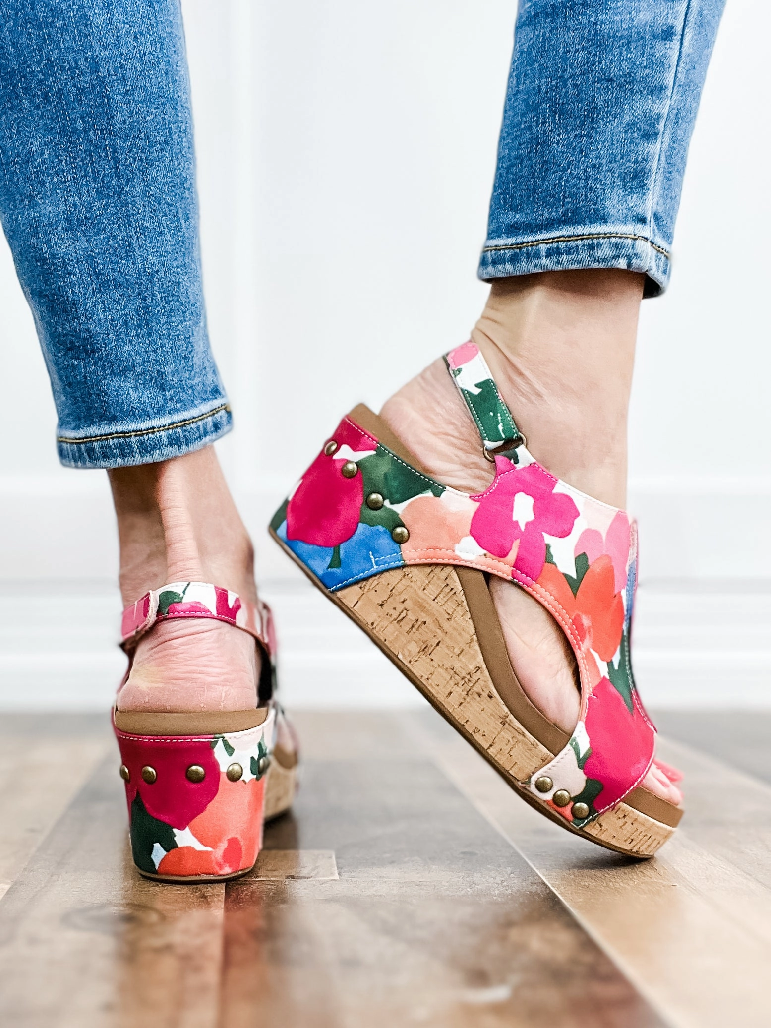Corkys Carley FLOWERS Wedge Shoes