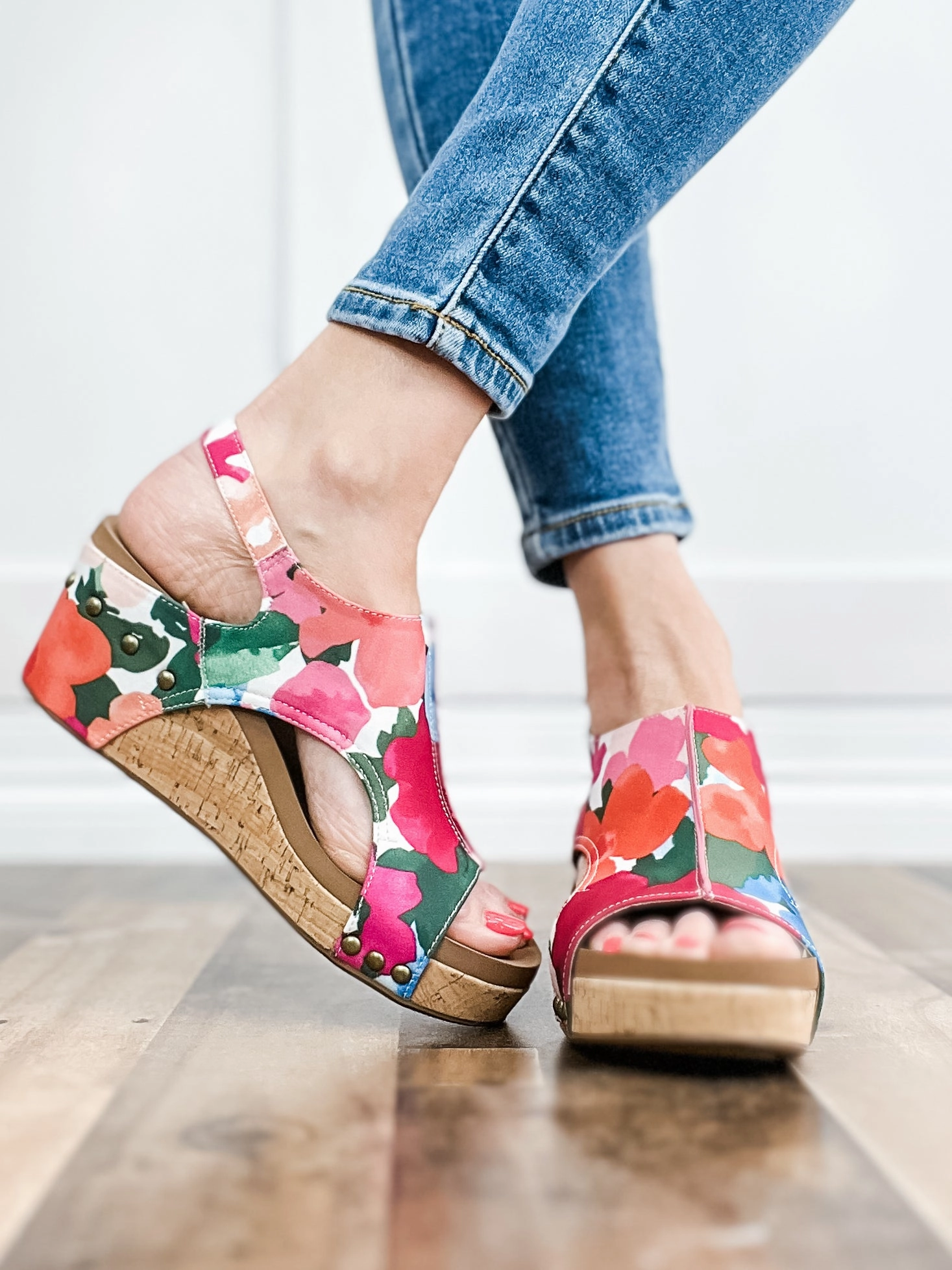 Corkys Carley FLOWERS Wedge Shoes
