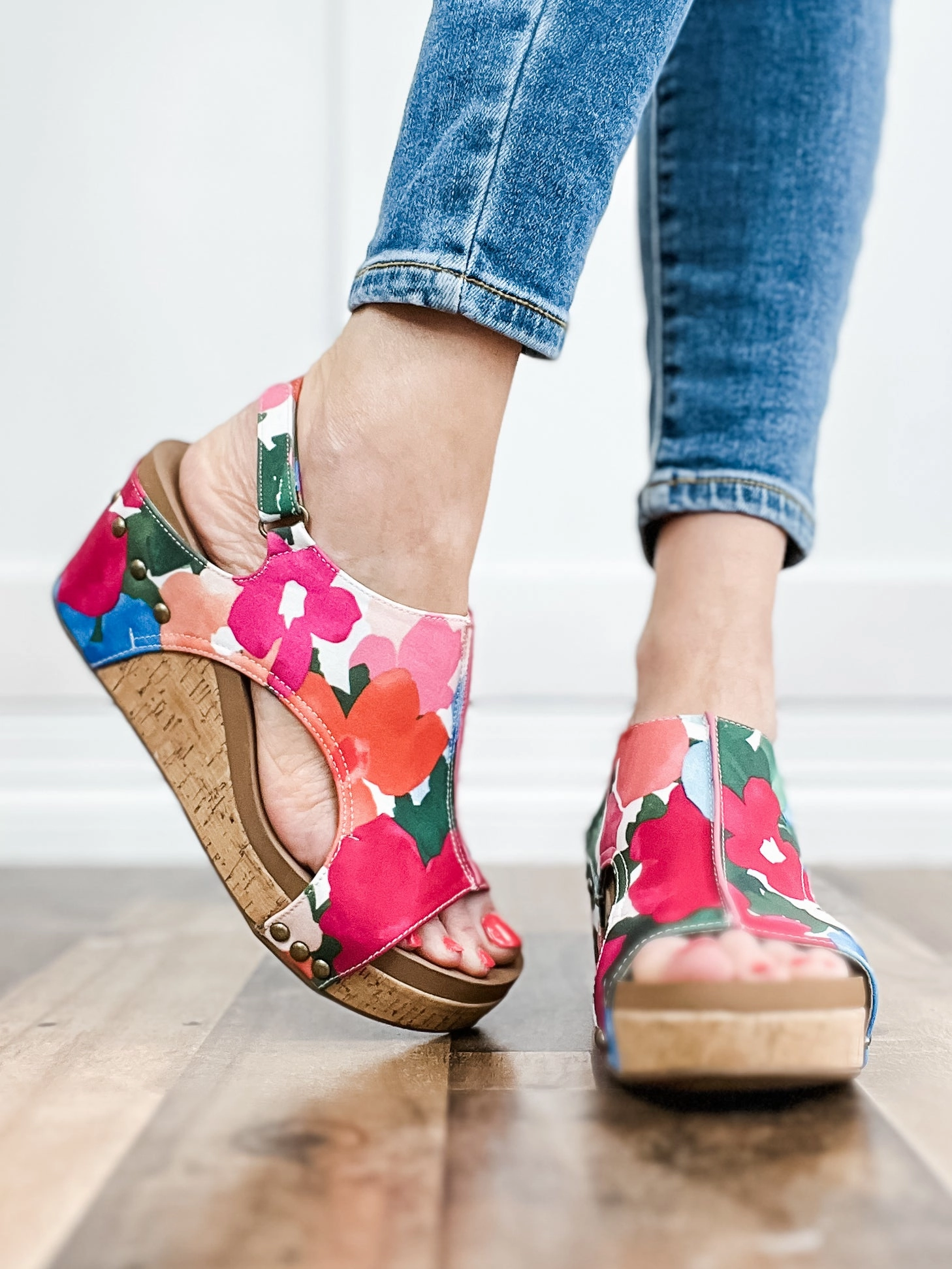 Corkys Carley FLOWERS Wedge Shoes