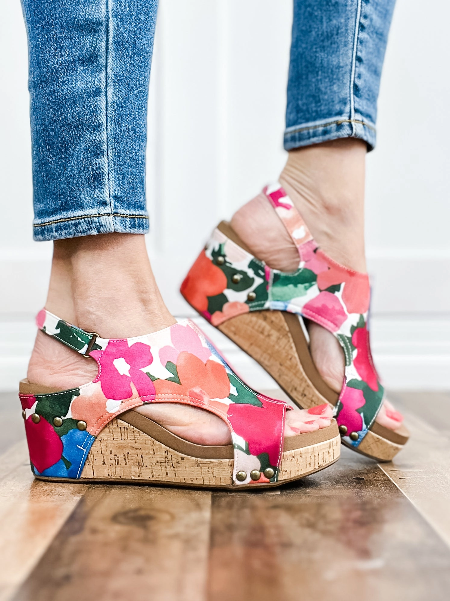 Corkys Carley FLOWERS Wedge Shoes