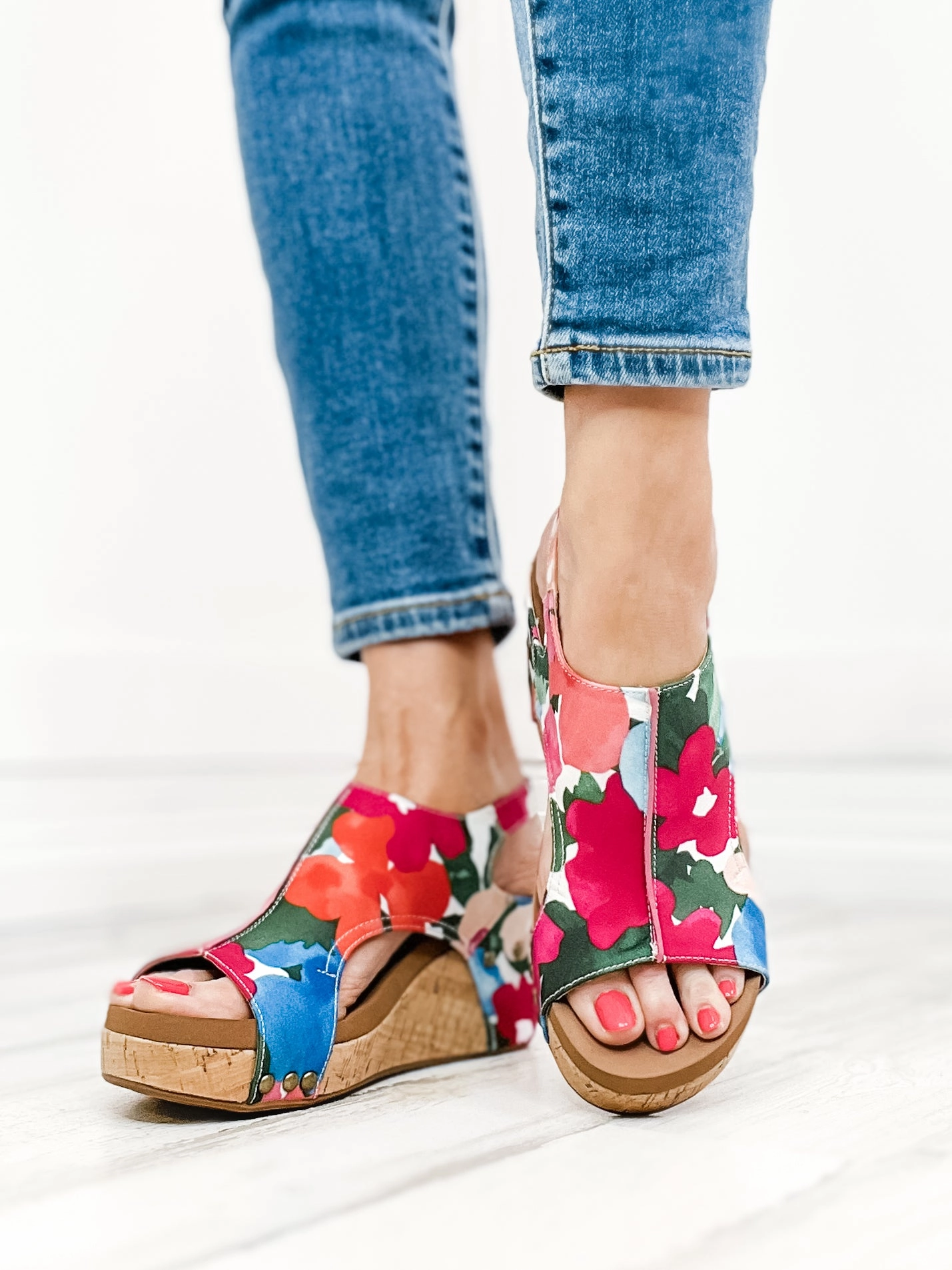 Corkys Carley FLOWERS Wedge Shoes