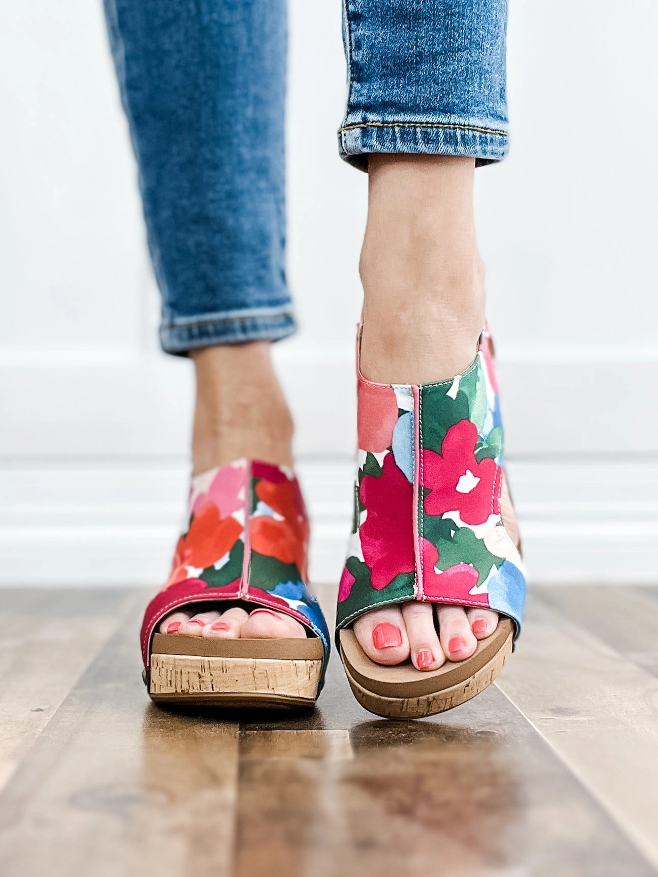 Corkys Carley FLOWERS Wedge Shoes