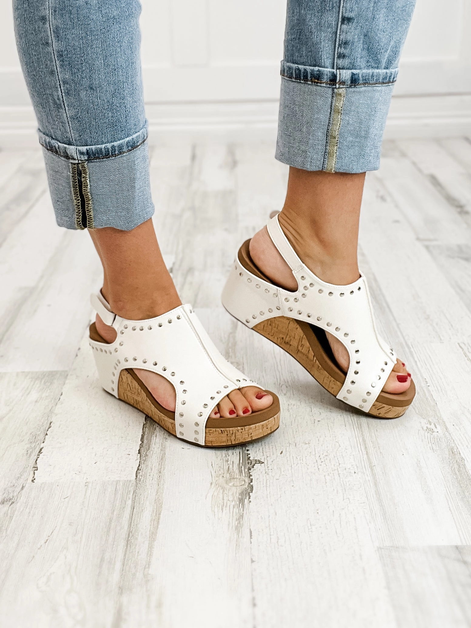 Corkys Carley Ivory Studs Wedge Shoe