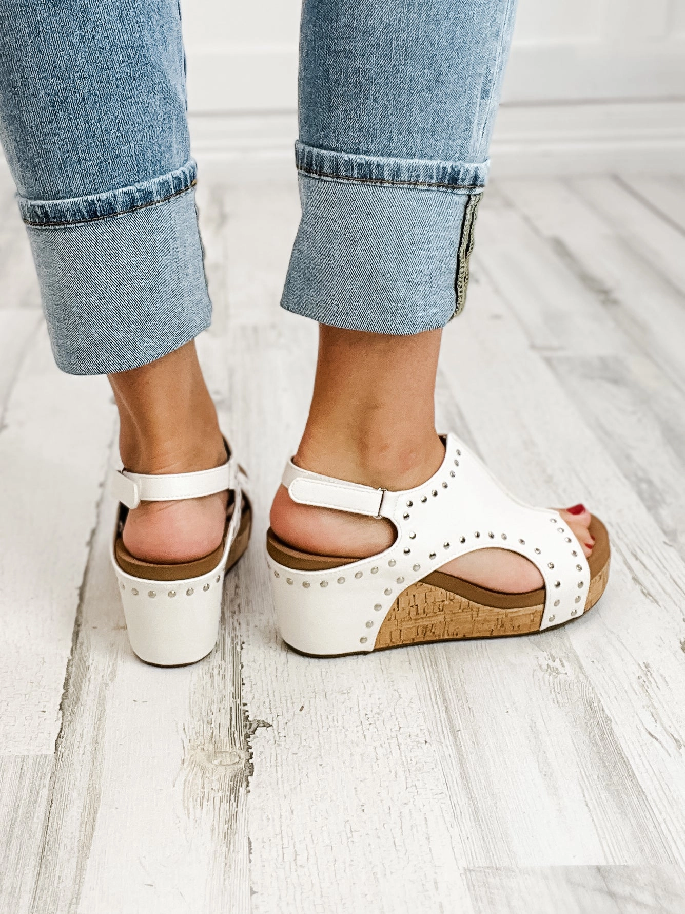Corkys Carley Ivory Studs Wedge Shoe
