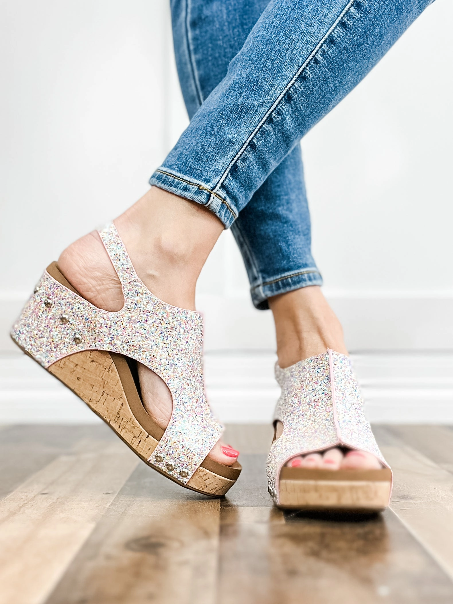 Corkys Carley MERMAID GLITTER Wedge Shoes